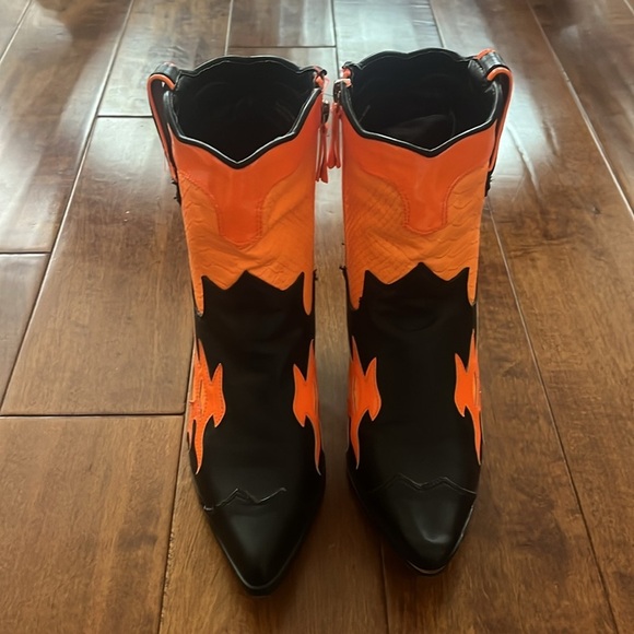 Ego Hartley orange snake print western ankle boot Size 7 - Picture 2 of 10